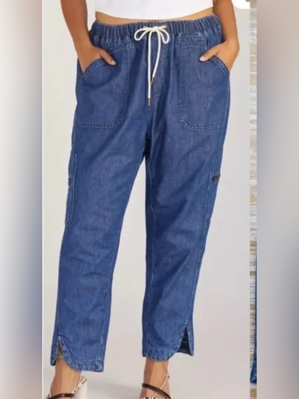 Pilcro Anthropologie Cottage Pull On denim utility 2XL PLUS Drawstring elastic